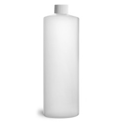 32 oz Natural HDPE Cylinder Round Bottles w/ White Lined Screw Caps