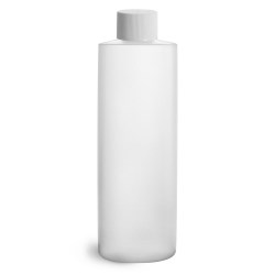 16 oz Plastic Bottles, Natural HDPE Cylinder Bottles w/ White Lined Screw Caps