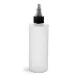 4 oz Plastic Bottles, Natural LDPE Cylinders w/ Black/Natural Induction Lined Twist Top Caps