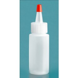 1 oz Natural LDPE Cylinders w/ Long Tip Spout with Red Tip