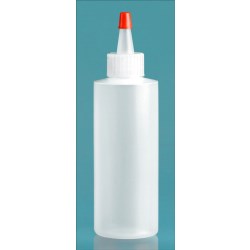 4 oz Natural LDPE Cylinders w/ Long Tip Spout with Red Tip