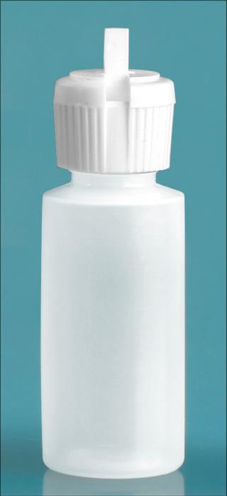 1 oz Natural LDPE Cylinder Squeeze Bottles w/ Flip Top Dispensing Caps