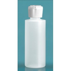 2 oz Natural LDPE Cylinder Squeeze Bottles w/ Flip Top Dispensing Caps