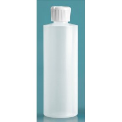 8 oz Natural LDPE Cylinder Squeeze Bottles w/ Flip Top Dispensing Caps