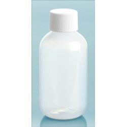 2 oz Natural LDPE Boston Round Bottles w/ White Screw Caps