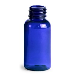 1 oz Blue PET Boston Round Bottles (Bulk), Caps NOT Included