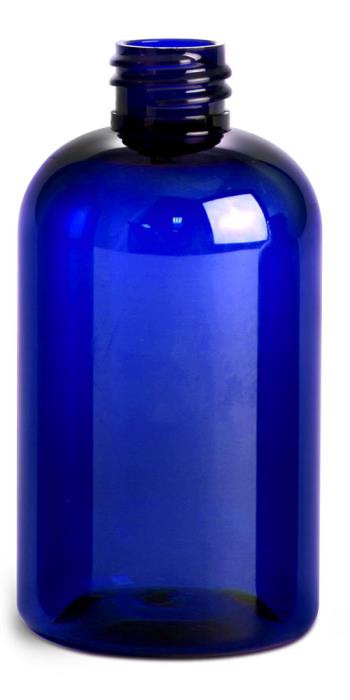 4 oz Blue PET Boston Round Bottles (Bulk), Caps NOT Included