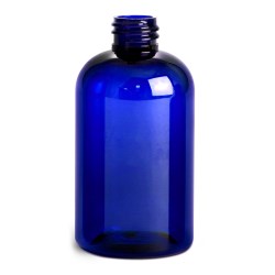 4 oz Blue PET Boston Round Bottles (Bulk), Caps NOT Included