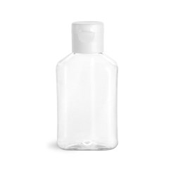 4 oz Clear PET Oblong Bottles w/ White Smooth Snap Top Caps