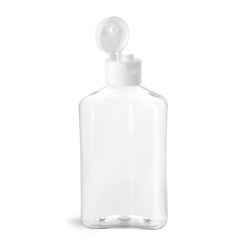 8 oz Clear PET Oblong Bottles w/ White Smooth Snap Top Caps