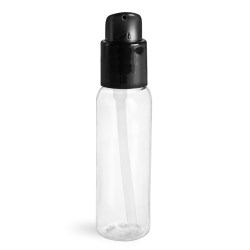 2 oz Clear PET Cosmo Round Bottles w/ Black Treatment Pumps