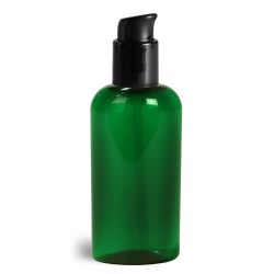 2 oz Green PET Cosmo Oval Bottles w/ Black Treatment Pumps