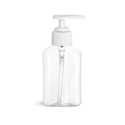 4 oz Clear PET Oblong Bottles with White Lotion Pumps