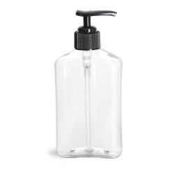 8 oz Clear PET Oblong Bottles with Black Lotion Pumps