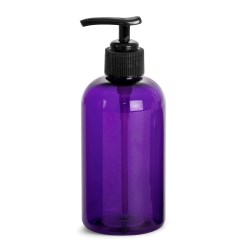 8 oz Purple PET Round Bottles w/ Black Lotion Pumps