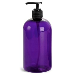 16 oz Purple PET Round Bottles w/ Black Lotion Pumps