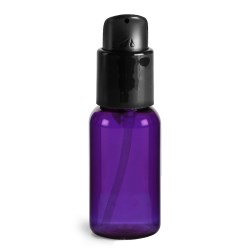 1 oz Purple PET Round Bottles w/ Black Treatment Pumps