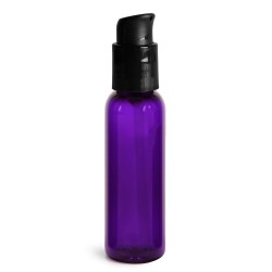 2 oz Purple PET Cosmo Round Bottles w/ Black Treatment Pumps