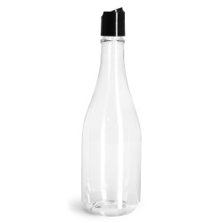 14.5 oz Clear PET Woozy Bottles w/ Black Disc Top Caps