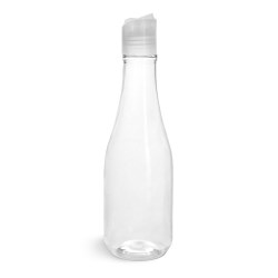 8 oz Clear PET Woozy Bottles w/ Natural Disc Top Caps