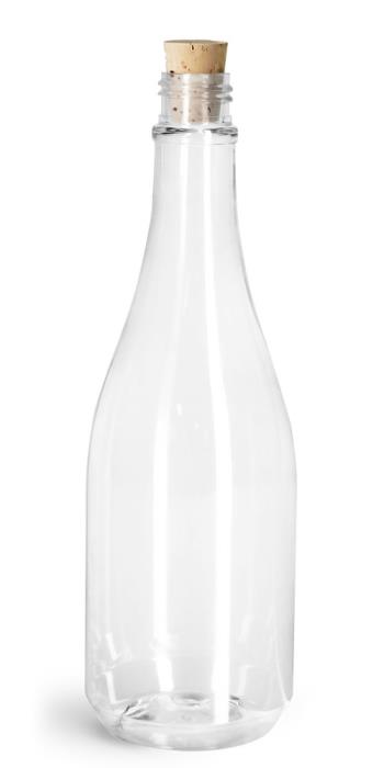 14.5 oz Clear PET Woozy Bottles w/ Cork Stoppers