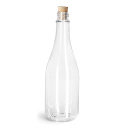 14.5 oz Clear PET Woozy Bottles w/ Cork Stoppers