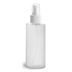 2 oz Natural HDPE Cylinders with White Fine Mist Sprayers