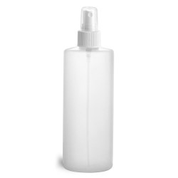 4 oz Natural HDPE Cylinders with White Fine Mist Sprayers