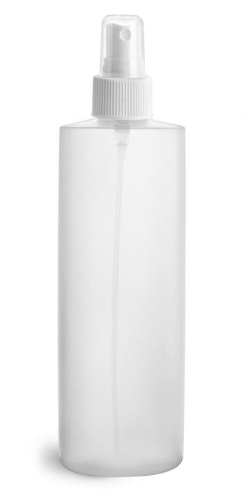 8 oz Natural HDPE Cylinders w/ White Fine Mist Sprayers