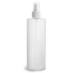 8 oz Natural HDPE Cylinders w/ White Fine Mist Sprayers