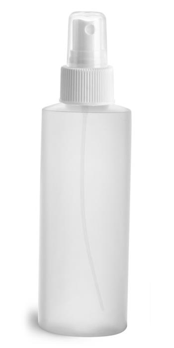 4 oz Natural HDPE Cylinders w/ White Fine Mist Sprayers