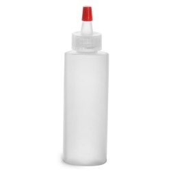 4 oz Natural HDPE Cylinders w/ Long Tip Spout Caps w/ .030 hole