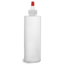 8 oz Natural HDPE Cylinders w/ Long Tip Spout Caps w/ .030 hole