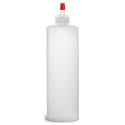 16 oz Natural HDPE Cylinders w/ Long Tip Spout Caps w/ .030 hole