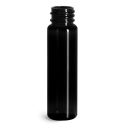 1 oz Plastic Bottles, Black PET Slim Line Cylinders