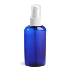 2 oz Blue PET Cosmo Ovals w/ White Fine Mist Sprayers