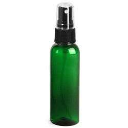 2 oz Green PET Cosmo Round Bottles w/ Black Sprayers