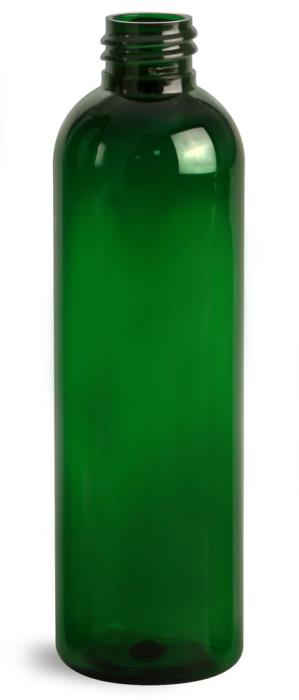 4 oz Green PET Cosmo Round Bottles (Bulk), Caps NOT Included