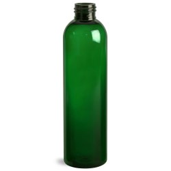 8 oz Green PET Cosmo Round Bottles (Bulk), Caps NOT Included