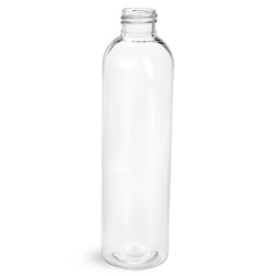 8 oz Clear PET Cosmo Round Bottles (Bulk), Caps NOT Included