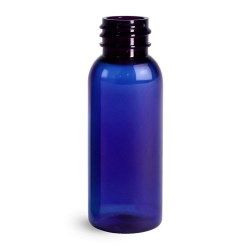 1 oz Blue PET Cosmo Round Bottles (Bulk), Caps NOT Included