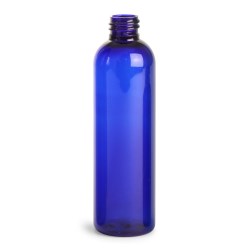 4 oz Blue PET Cosmo Round Bottles (Bulk), Caps NOT Included