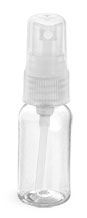 1 oz Clear PET Boston Round Bottles w/ Natural Fine Mist Sprayers