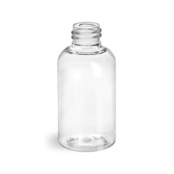 2 oz Clear PET Boston Round Bottles (Bulk), Caps NOT Included