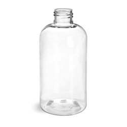 8 oz Clear PET Boston Round Bottles (Bulk), Caps NOT Included