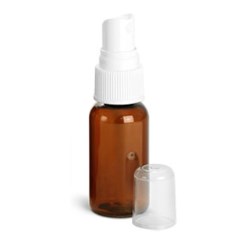 1 oz Amber PET Boston Rounds w/ White Fine Mist Sprayers