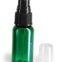 1 oz Green PET Boston Round Bottles w/ Black Fine Mist Sprayers