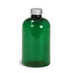 4 oz Green PET Round Bottles w/ Lined Aluminum Caps