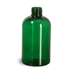 4 oz Green PET Boston Round Bottles (Bulk), Caps Not Included