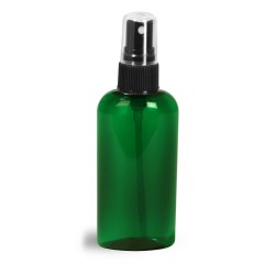 2 oz Green PET Cosmo Oval Bottles w/ Black Fine Mist Sprayers